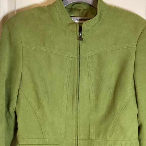 Laura Petites Women's Faux Suede Green Jacket Blazer Size 6 Lined Office Casual - Picture 2 of 9